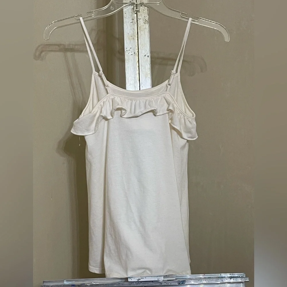 OLD NAVY CREAM RUFFLE TANK TOP GIRKS SZ LARGE 10/12
